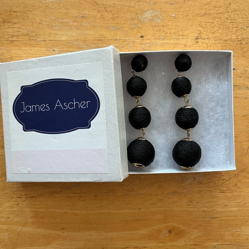James Ascher Black Beaded Earrings